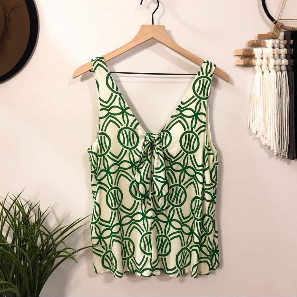 Anthropologie Meave Verena Tie Front Tank Green